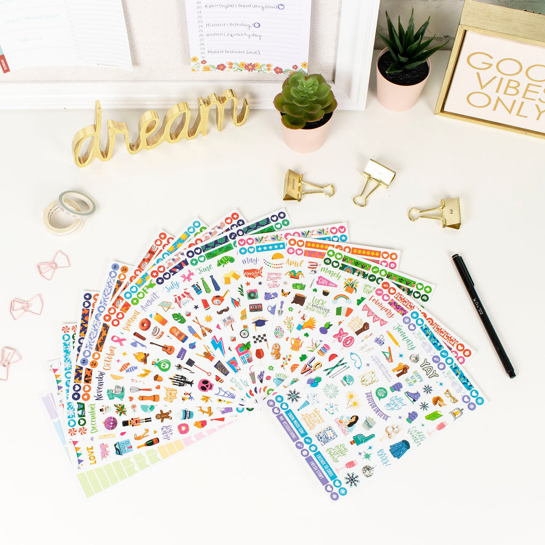 7 Options of Coordinated Planner Accessories Kit by Happy Planner Boss  Babe/brights/super Fun/watercolor Sticky Notes Stickers Cards 