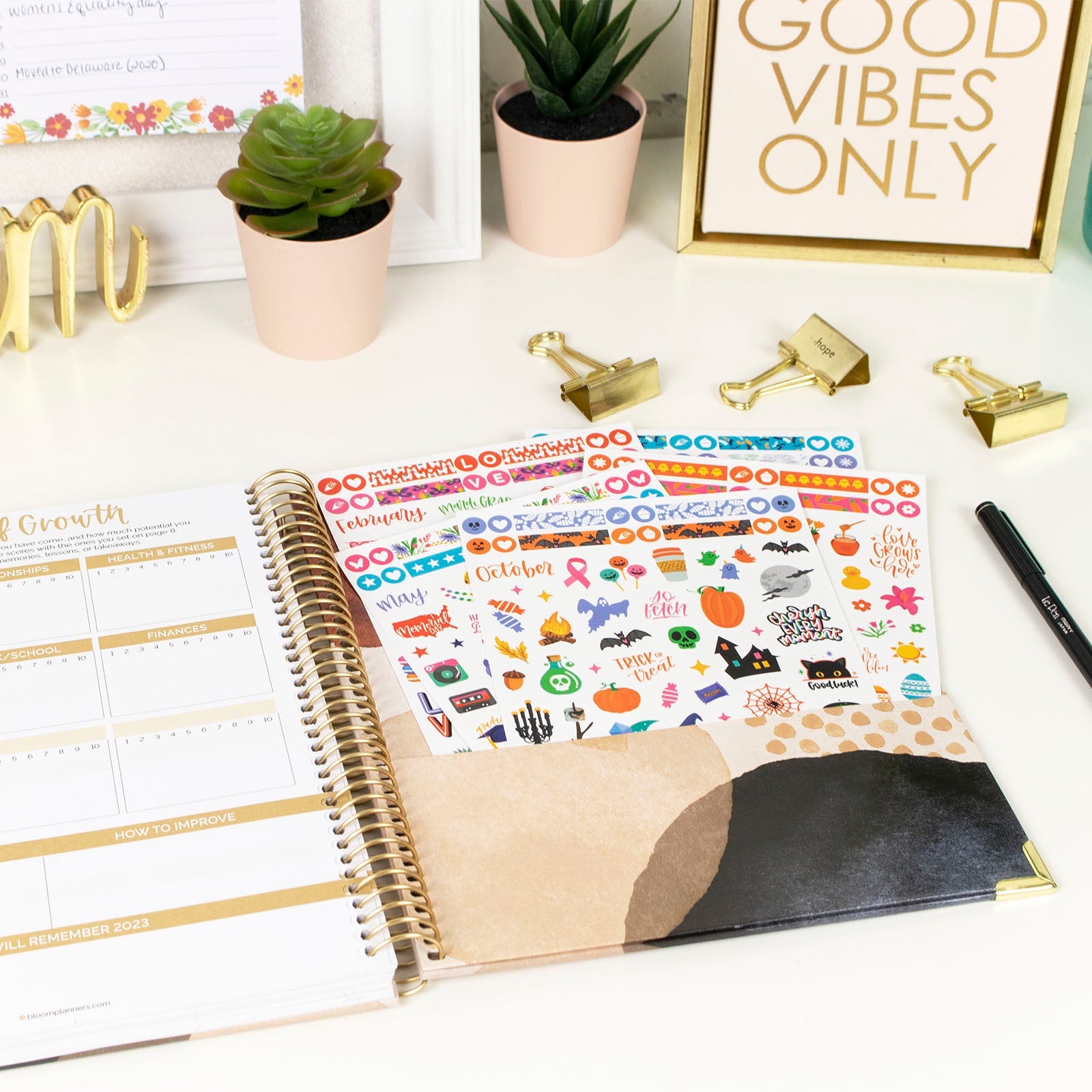 STK-115, MONTHLY VISION BOARD Shell Planner Stickers