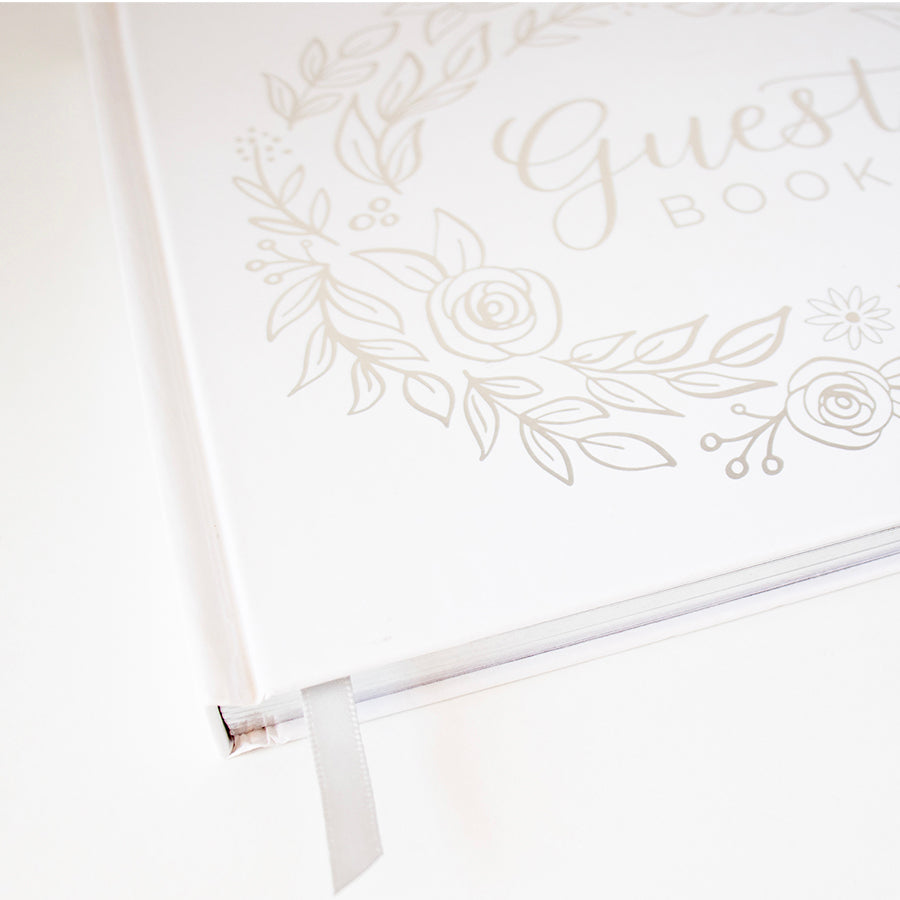 Guest Book, Silver Floral