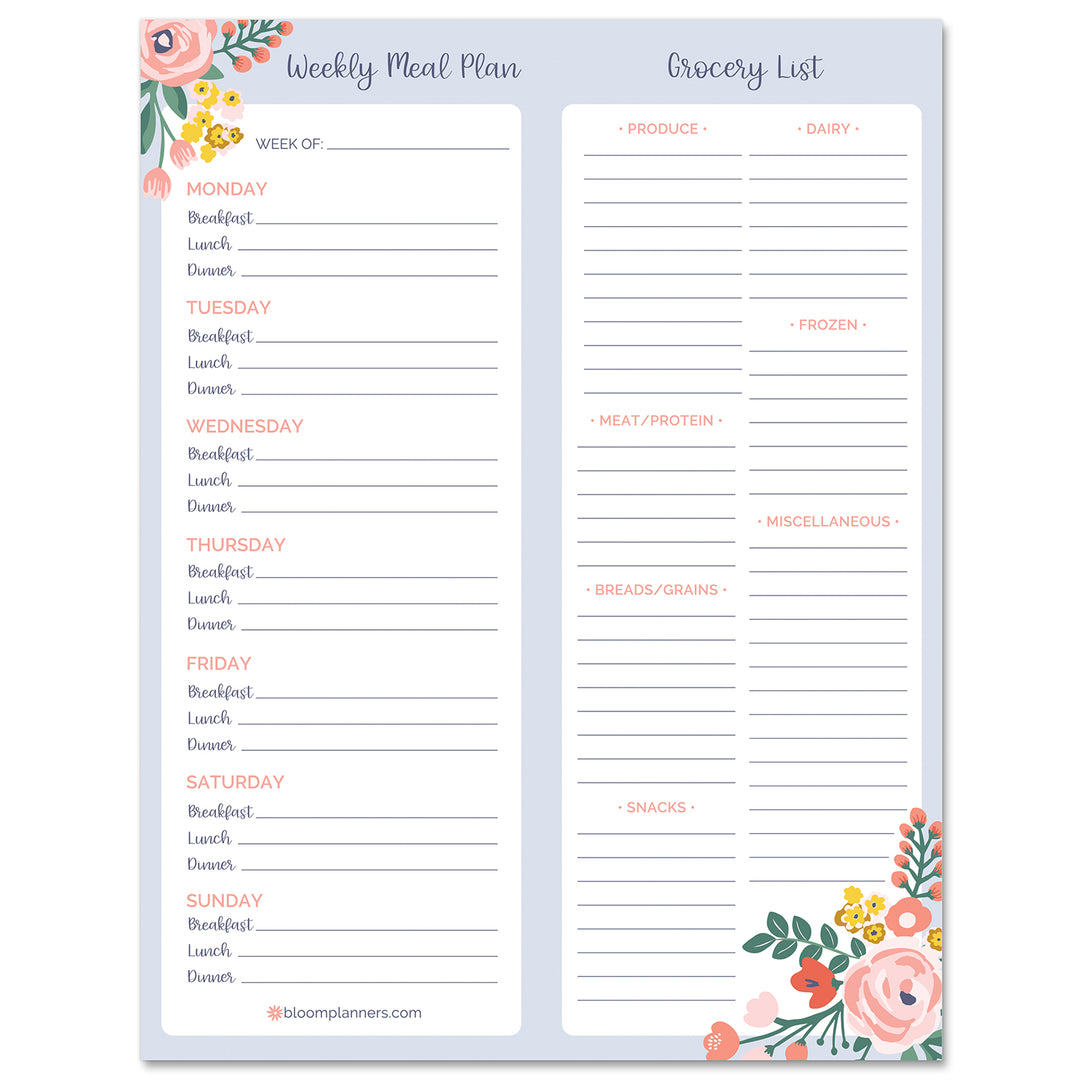 Planning Pad, 8.5 x 11, Horizontal Weekly Planner, Teal Floral
