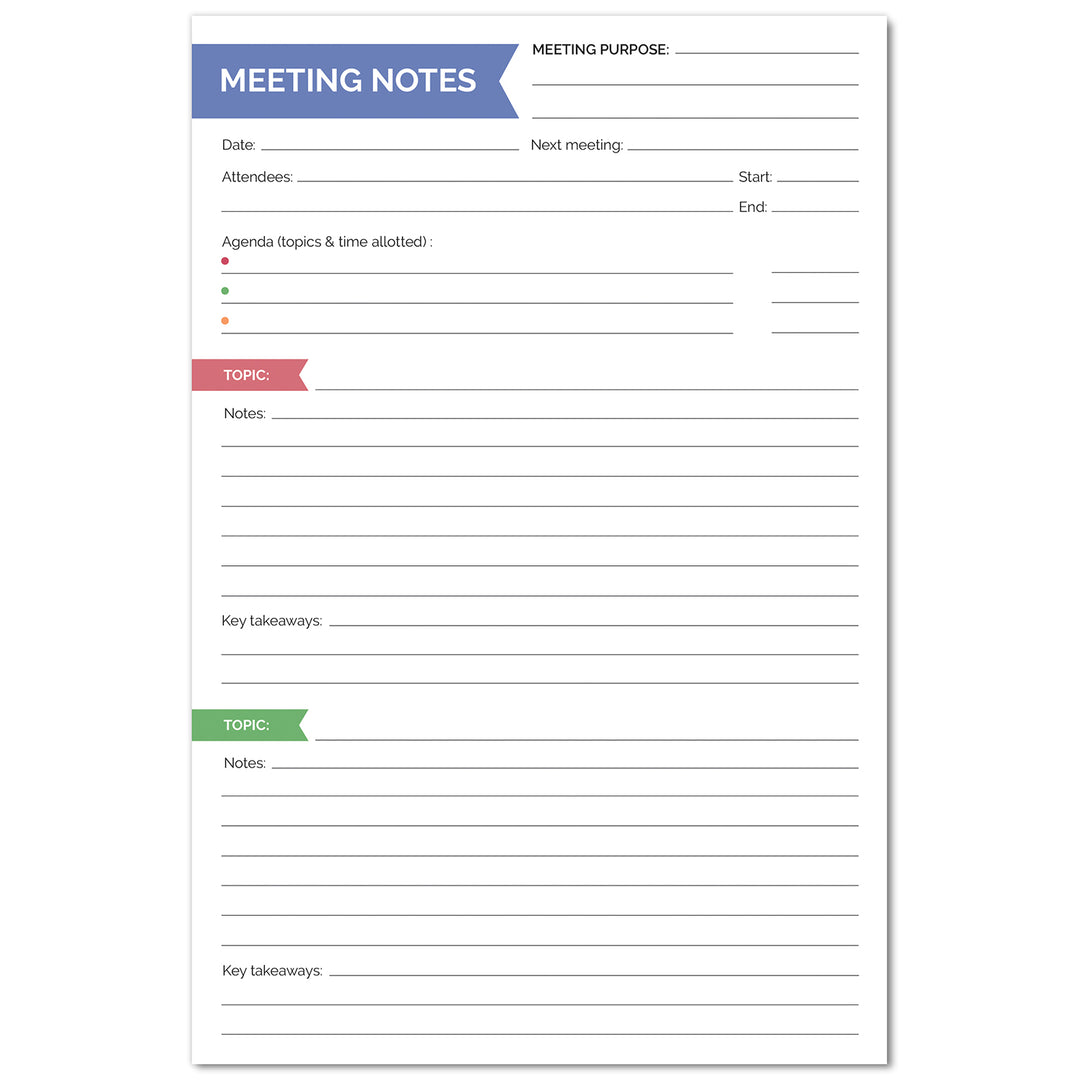 Planning Pad, 6" x 9", Double Sided Meeting Notes, Neutral