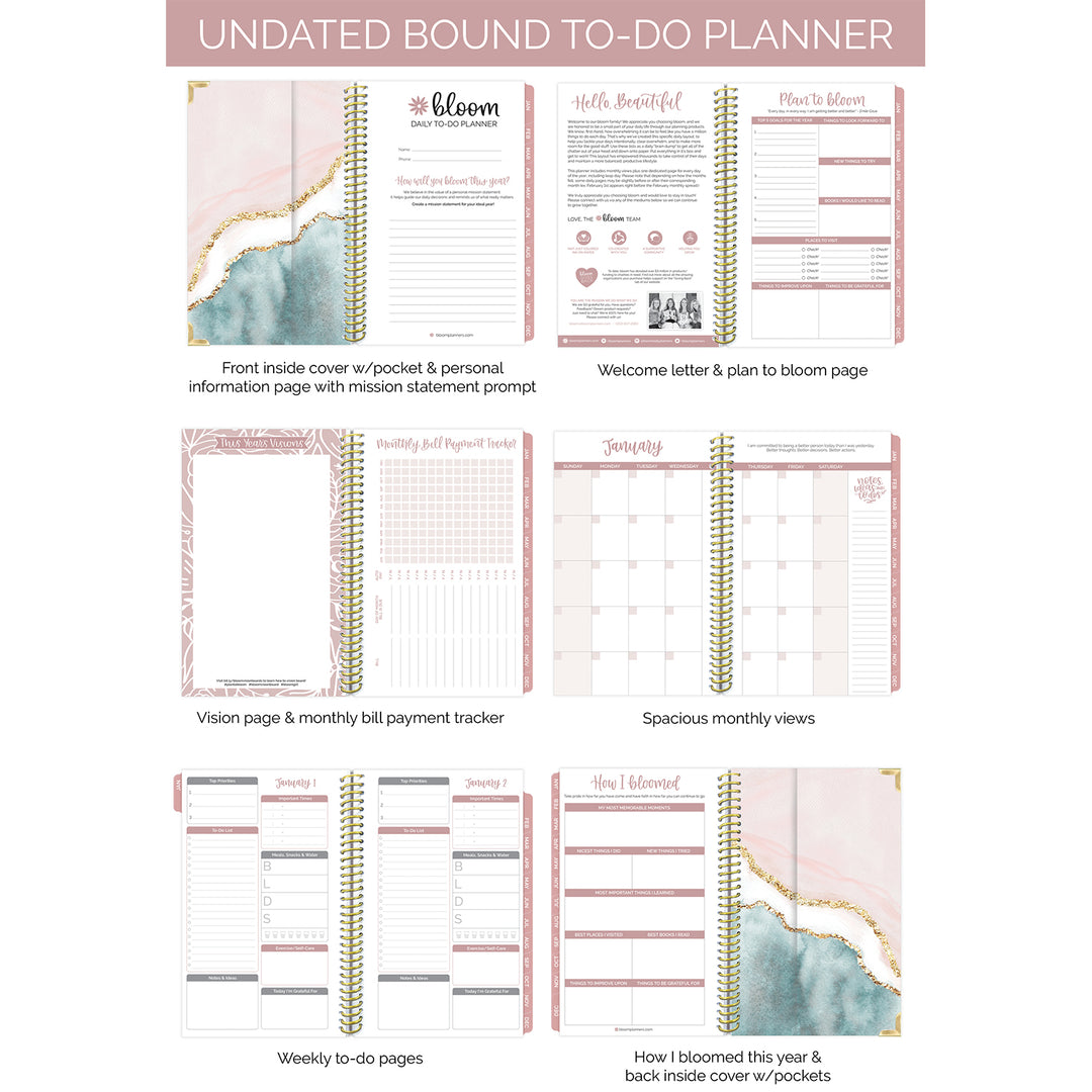 Undated Daily To Do List Planner & Calendar, Daydream Believer