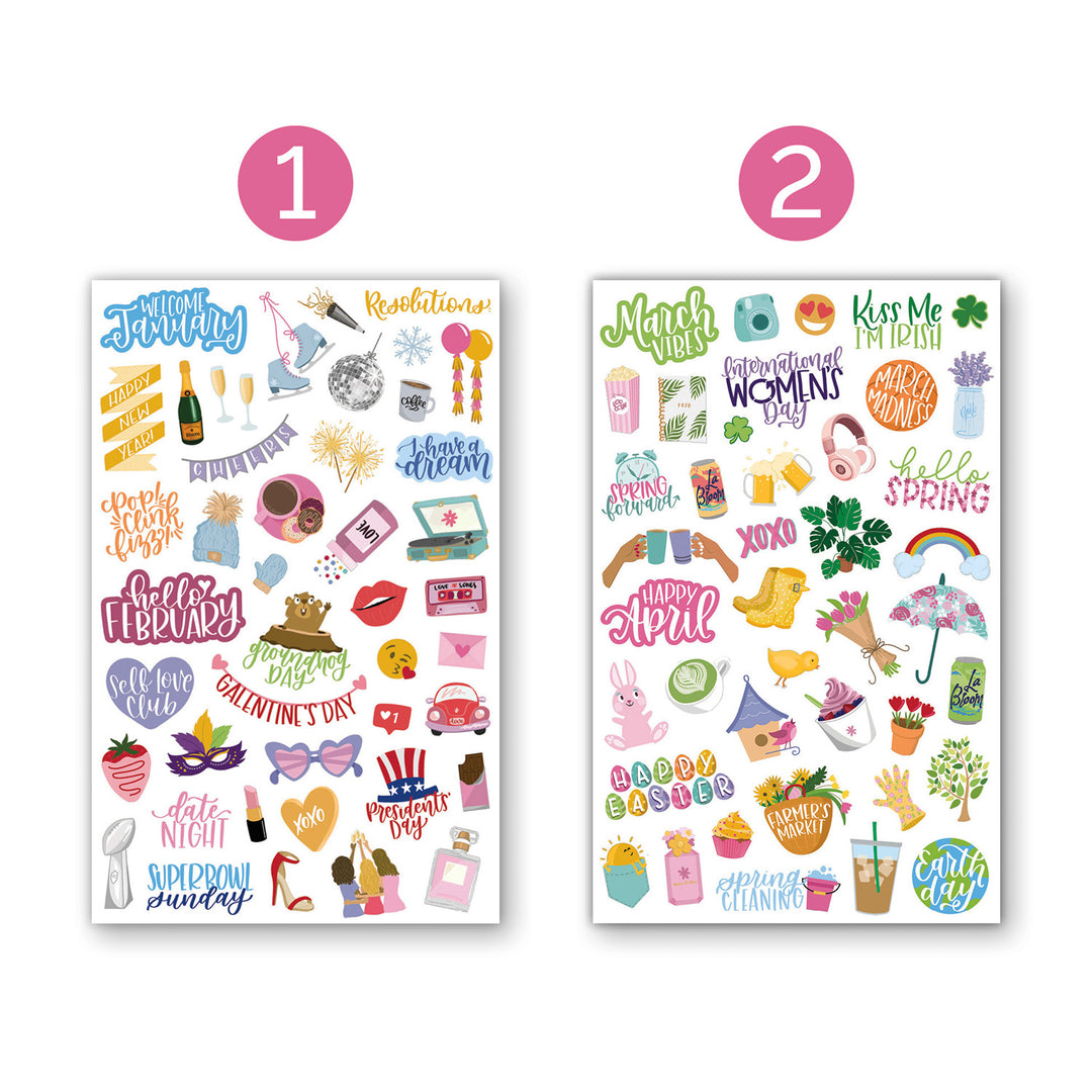 Simplified System Holiday Sticker Sheets, Multicolored, Planner  Accessories