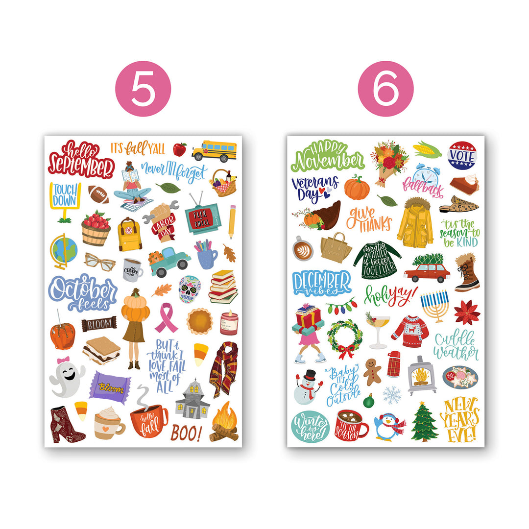 NEW Holiday Planner Stickers, Cute Holiday Icon, Calendar, U.S. Holidays,  Boju Holidays, Sticker Sheet for Planning 