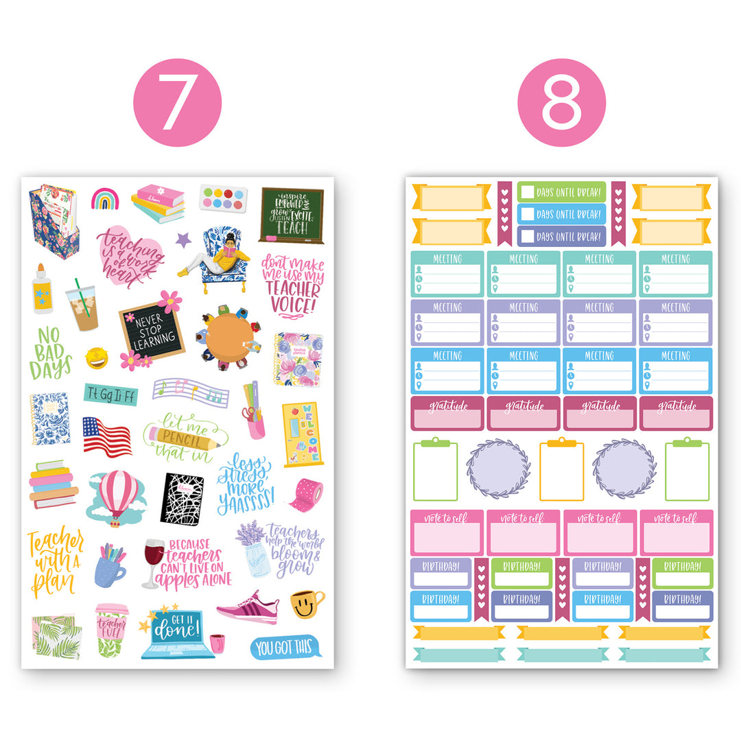 Journaling Deco Sheet  Planner Stickers - Mr + Mrs Mint Planner Stickers