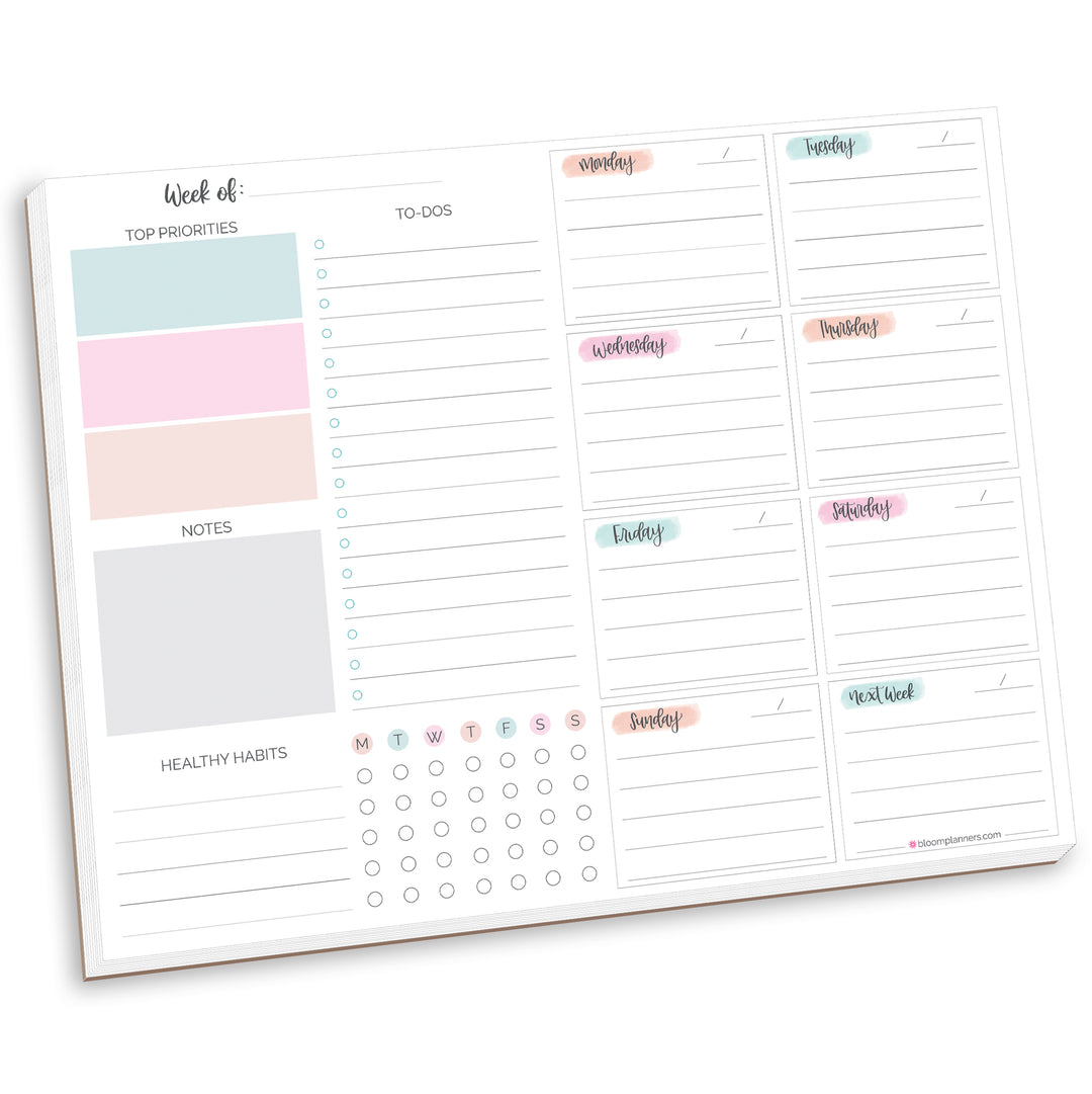 Planning Pad, 8.5 x 11, Weekly To-Do List & Planner, Pastel – bloom daily  planners